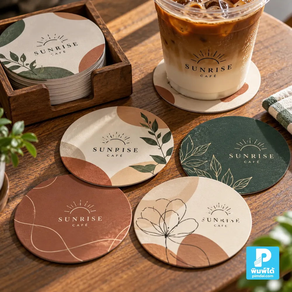 สีของกระดาษรองแก้วควรเข้ากับโต๊ะและแก้วของร้าน