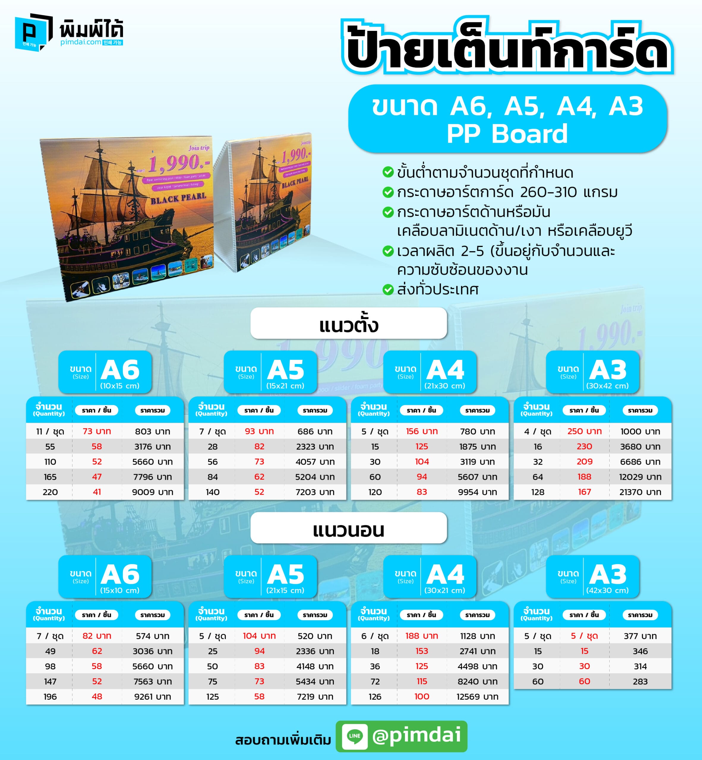 ป้ายเต็นท์การ์ด (Tentcard)