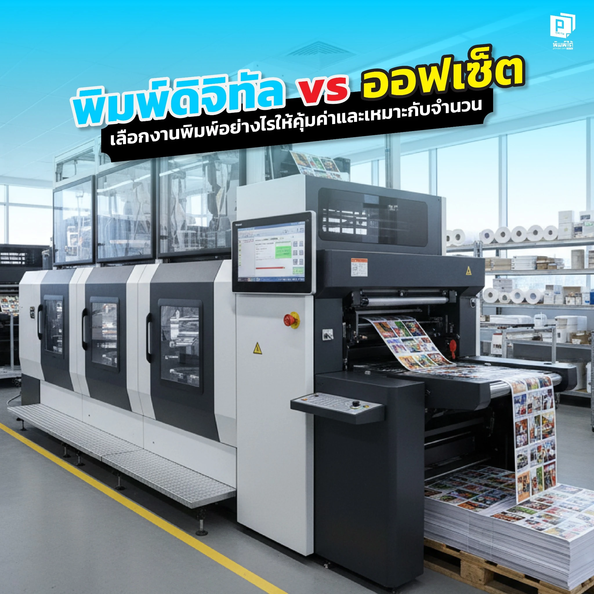 Digital vs. Offset Printing How to Choose the Right Print for Cost-Effectiveness and Quantity พิมพ์ดิจิทัล vs ออฟเซ็ต ต่างกันอย่างไร? Pimdai.com เปรียบเทียบชัดๆ ทั้งเรื่องราคา จำนวน ความเร็ว และคุณภาพ เพื่อช่วยให้คุณเลือกงานพิมพ์ที่เหมาะสม