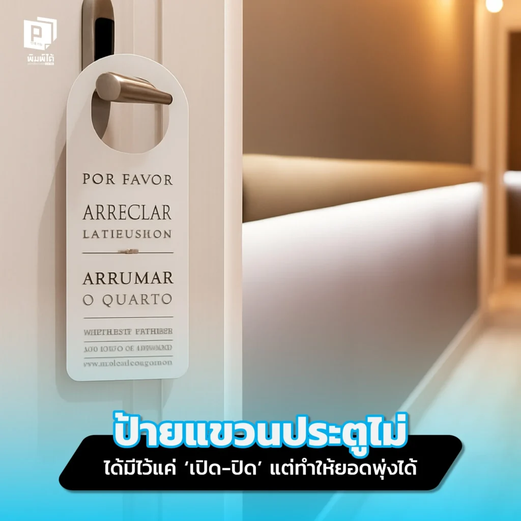 ป้ายแขวนประตูไม่ใช่แค่ป้ายบอกสถานะ! ค้นพบวิธีเปลี่ยนสื่อสิ่งพิมพ์ใกล้ตัวนี้ให้เป็นเครื่องมือการตลาดทรงพลัง เพื่อโปรโมทบริการ และเพิ่มยอดขายให้ธุรกิจของคุณ