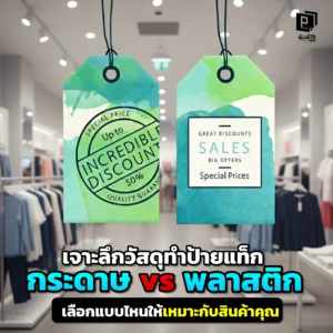 จะทำป้ายแท็กสินค้า เลือกวัสดุไม่ถูก Pimdai เปรียบเทียบระหว่าง กระดาษและพลาสติก เจาะลึกข้อดีข้อเสีย เพื่อให้คุณเลือกใช้ได้เหมาะกับภาพลักษณ์และสินค้าของคุณ