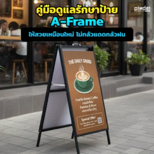 อยากให้ป้าย A-Frame สวยทนข้ามปี Pimdai เผยคู่มือดูแลรักษาฉบับสมบูรณ์ ทั้งวิธีทำความสะอาดโครงเหล็ก แผ่น PPBoard การจัดเก็บให้ปลอดภัยไม่กลัวแดดกลัวฝน