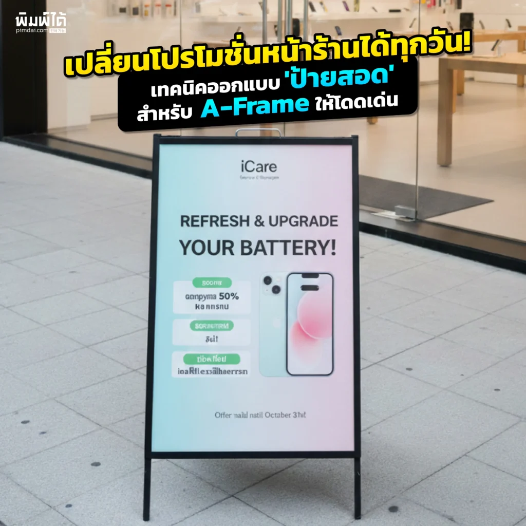 อยากเปลี่ยนโปรโมชั่นหน้าร้านทุกวัน Pimdai เผยเทคนิคออกแบบ 'ป้ายสอด' สำหรับ A-Frame ให้โดดเด่นใน 3 วินาที สร้างยอดขายได้ง่ายๆ ด้วยการตลาด
