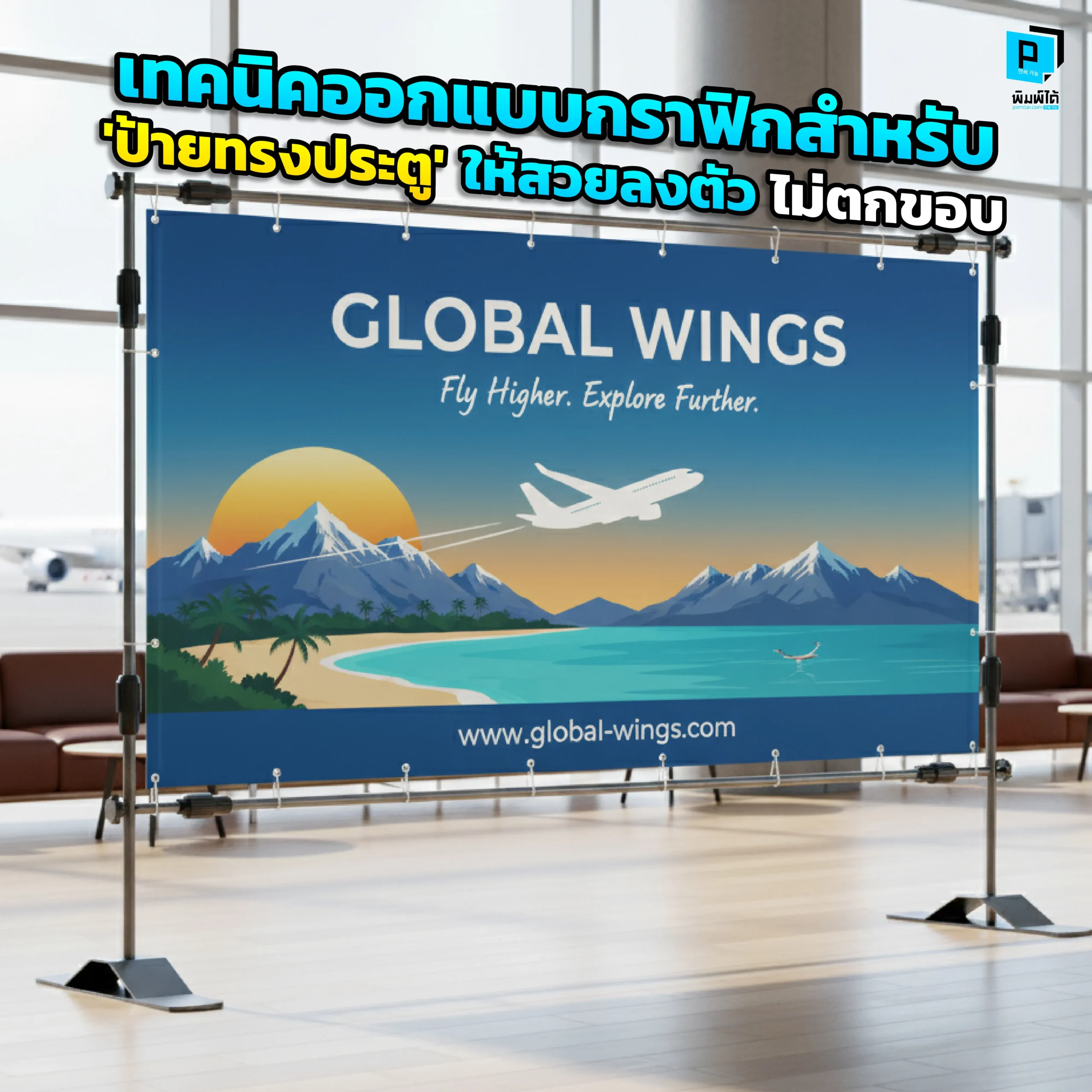 Graphic design techniques for ‘door signs’ to look perfect and not out of place ออกแบบ ป้ายทรงประตู แต่กลัวกราฟิกตกขอบ? Pimdai.com เผยเทคนิคจัดวางองค์ประกอบตัวอักษรและโลโก้ให้สวยลงตัวกับสร้างสรรค์ฉากต้อนรับที่สมบูรณ์แบบ