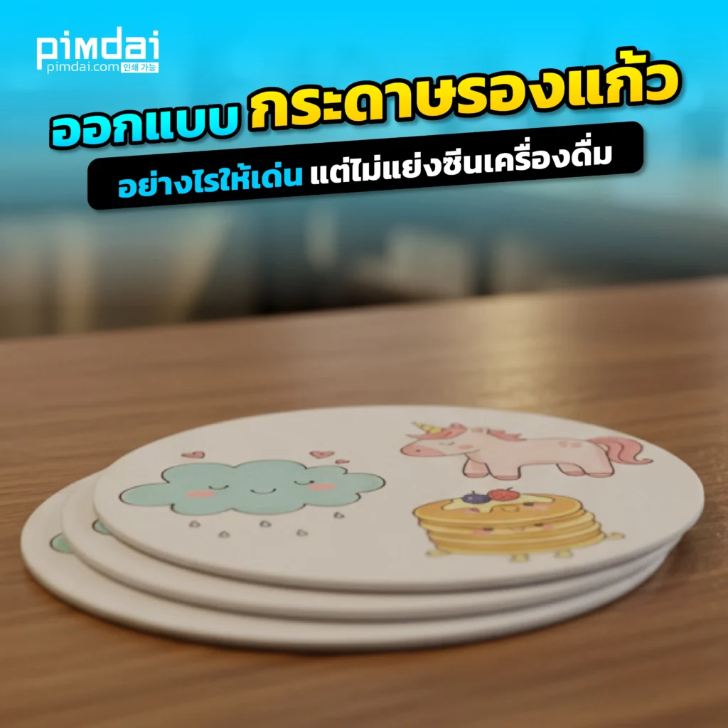 จะออกแบบ 'กระดาษรองแก้ว' อย่างไรให้ดูดีมีสไตล์? Pimdai.com เผยเทคนิคการออกแบบที่เรียบหรู ทั้งการใช้สี, ฟอนต์, และการวางโลโก้ เพื่อยกระดับแบรนด์ของคุณ
