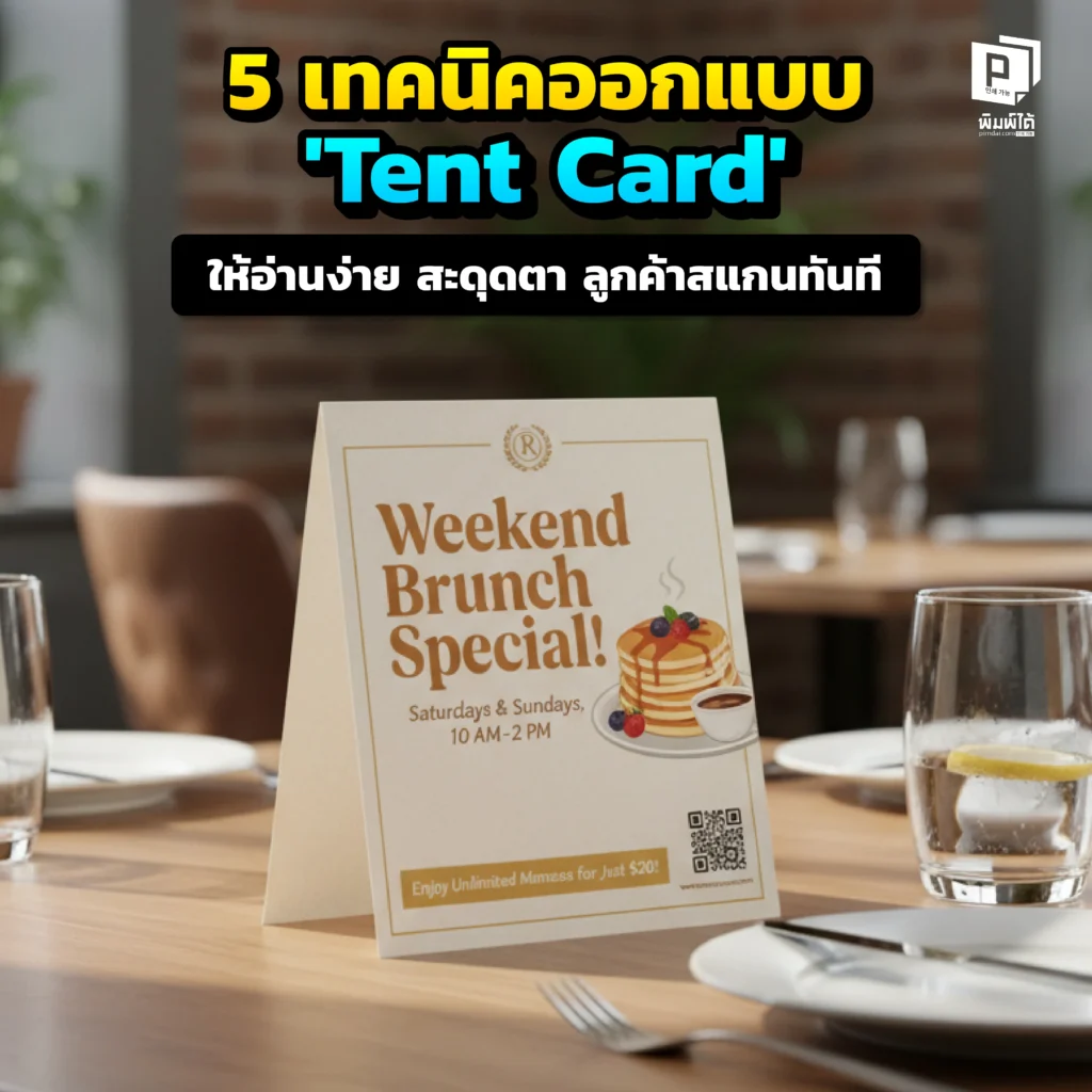 เบื่อไหมที่ป้าย Tent Card ถูกเมิน? Pimdai.com เผย 5 เทคนิคออกแบบ 'ป้ายเต๊นท์การ์ด' ให้อ่านง่าย, สะดุดตาพร้อม QR Code ที่กระตุ้นให้ลูกค้าสแกนทันที