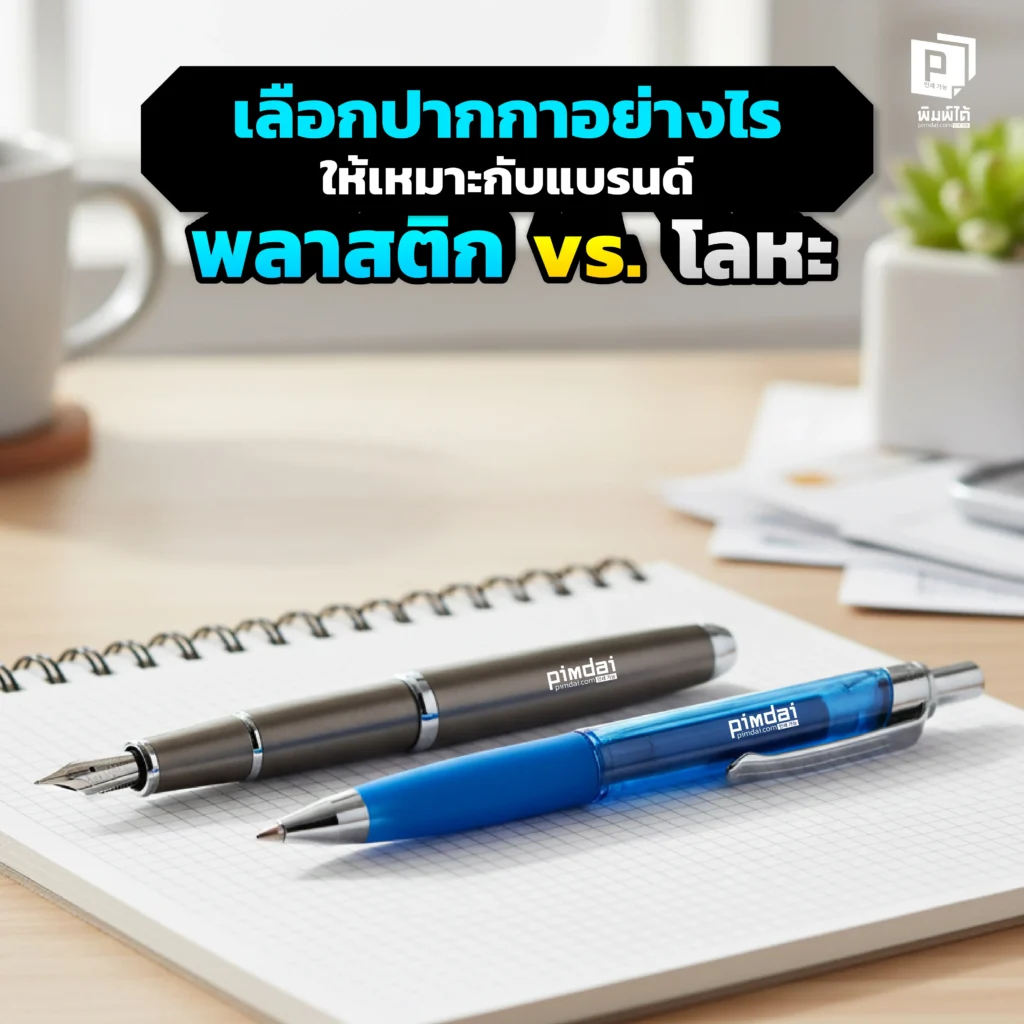เลือกปากกาพรีเมียมไม่ถูก? Pimdai.com เปรียบเทียบชัดๆ ปากกาพลาสติก vs ปากกาโลหะ เจาะลึกบุคลิก ความคุ้มค่า และภาพลักษณ์ที่สะท้อนตัวตนแบรนด์คุณที่สุด