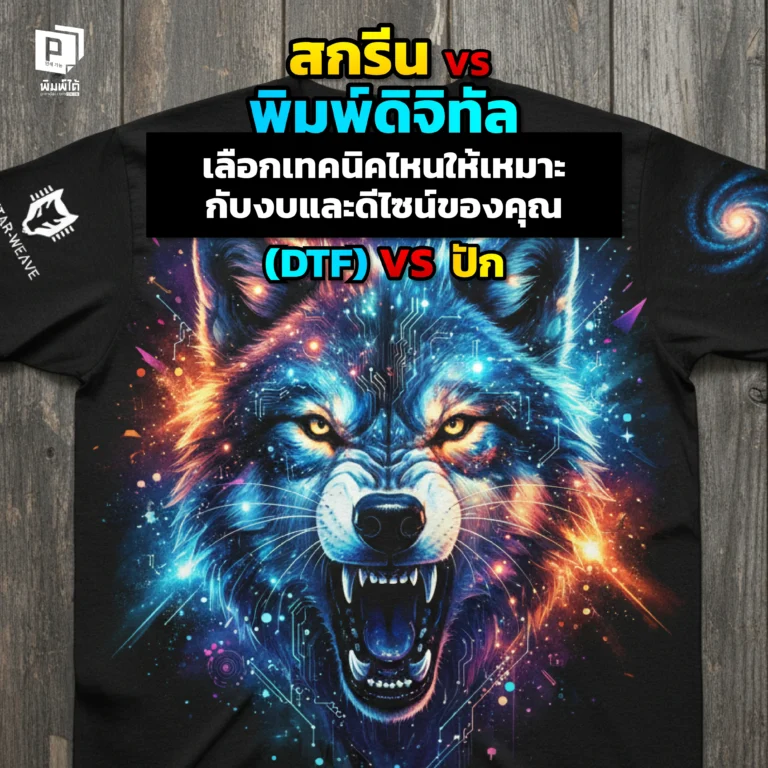 สกรีน vs DTF vs ปัก เลือกพิมพ์ลายเสื้อแบบไหนดี Pimdai เทียบชัดทุกเทคนิค ทั้งราคา ดีไซน์ ความทนทาน ช่วยคุณเลือกสิ่งที่ใช่ที่สุดสำหรับแบรนด์และงบประมาณ