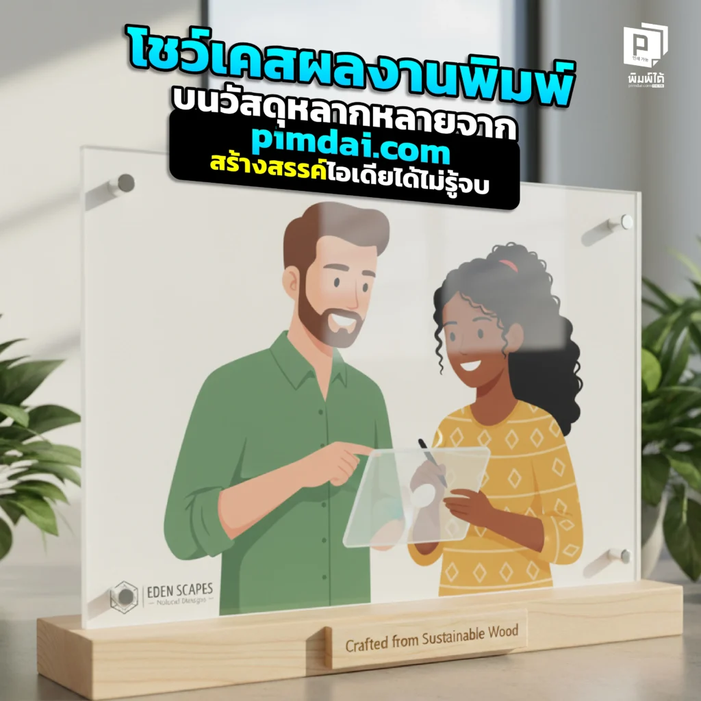 พิมพ์ได้มากกว่ากระดาษ pimdai โชว์เคสผลงานพิมพ์บนวัสดุหลากหลาย ทั้งพลาสวูด อะคริลิค ไม้ และของพรีเมี่ยม ด้วย UVPrinting ที่จะปลดปล่อยไอเดียให้แบรนด์คุณ