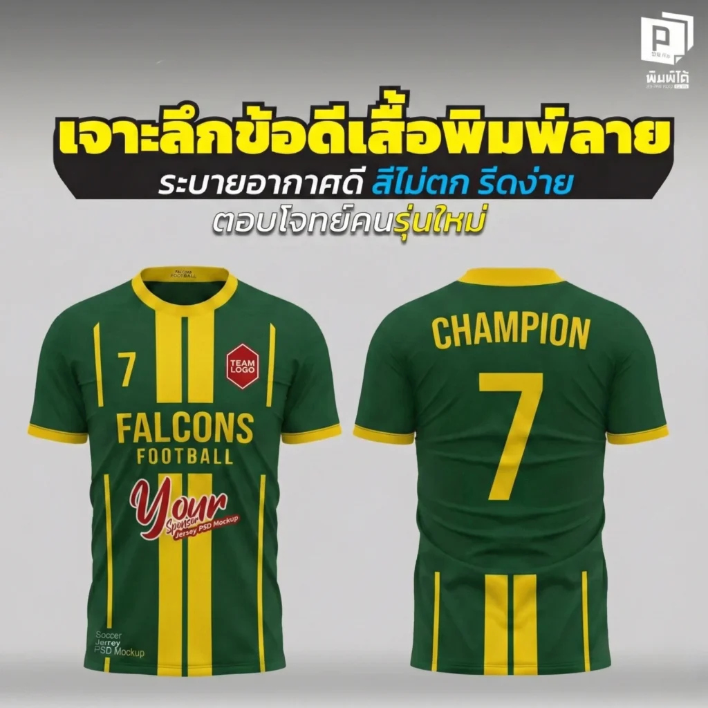 ตอบโจทย์คนรุ่นใหม่! เจาะลึก 4 ข้อดี 'เสื้อพิมพ์ลาย' จาก Pimdai.com ระบายอากาศเยี่ยม เหงื่อแห้งไว สีสดไม่ตก รีดง่ายประหยัดเวลา ทางเลือกใหม่ของเสื้อทีมยุคนี้