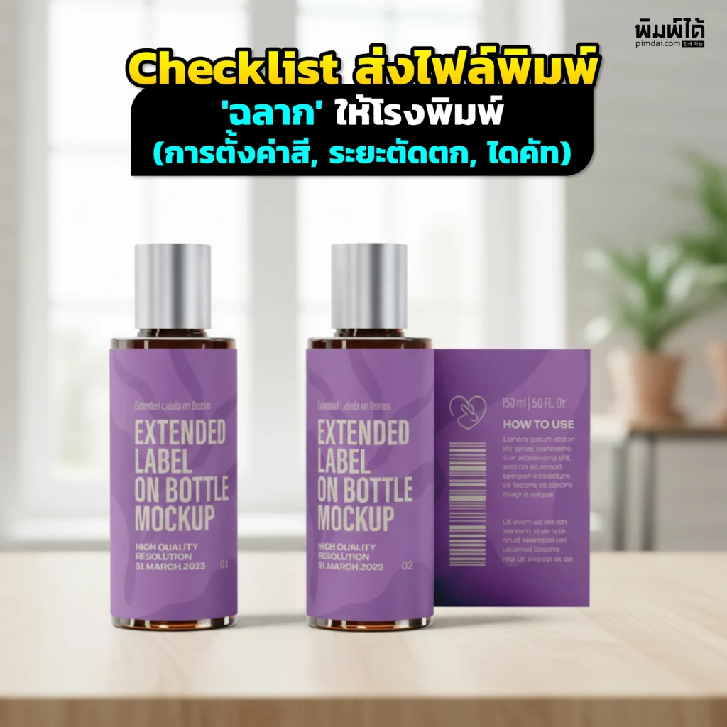 ส่งไฟล์พิมพ์ฉลากให้โรงพิมพ์แล้วกลัวพัง Pimdai.com เปิด Checklist ที่นักออกแบบต้องรู้ ทั้งการตั้งค่าสี ระยะตัดตก และการสร้างเส้นไดคัท ให้งานพิมพ์เป๊ะ