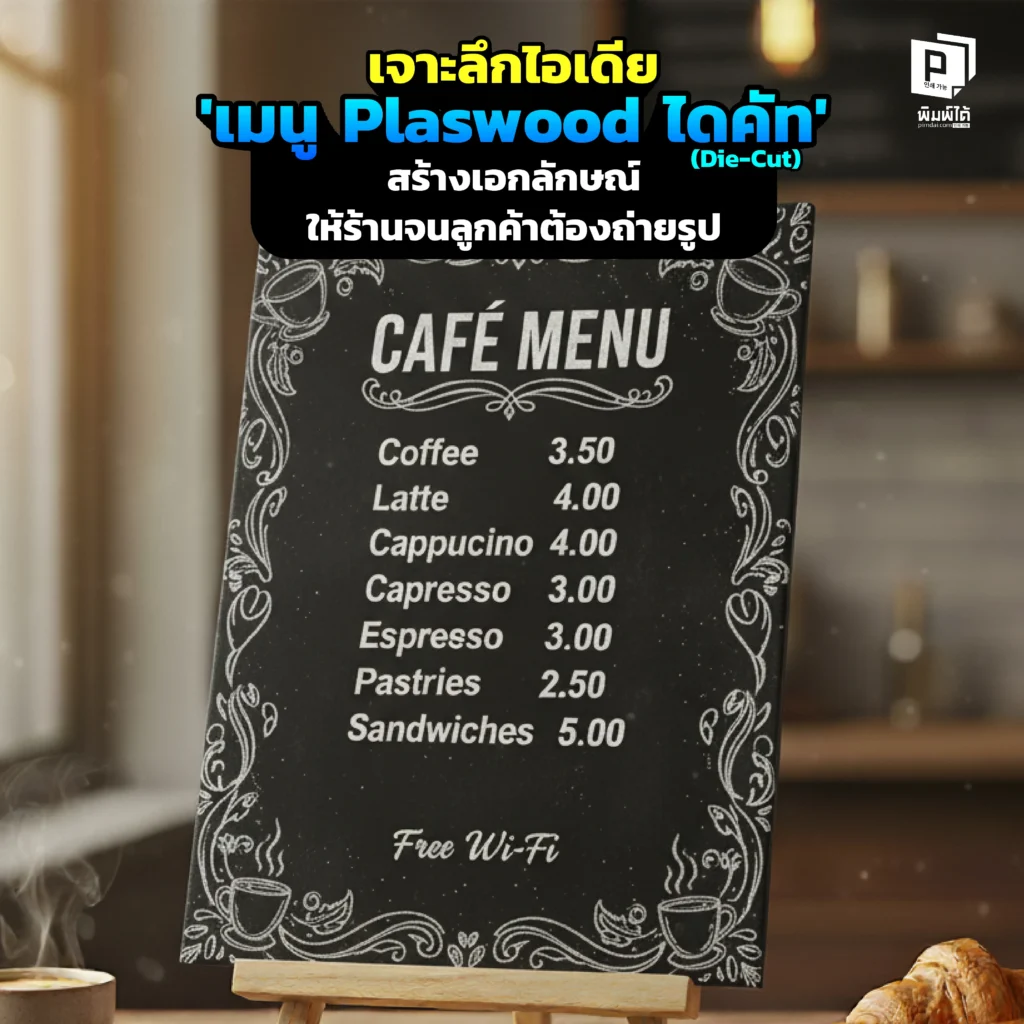 เบื่อเมนูสี่เหลี่ยมธรรมดา? Pimdai.com โชว์เคสไอเดียออกแบบ เมนู Plaswood ไดคัทได้ทุกรูปทรง พร้อมพิมพ์สีสด คมชัด ด้วยระบบ UV ที่จะเปลี่ยนเมนูให้เป็นงานศิลป์