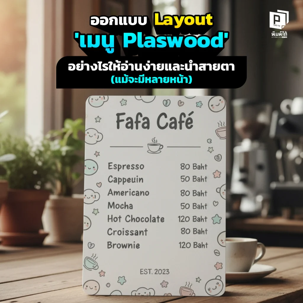 เมนู Plaswood หลายหน้าของคุณดูรกและสั่งยาก Pimdai.com เผย 5 เทคนิคออกแบบ Layout ขั้นเทพ ทั้งการจัดลำดับ และนำสายตา เพื่อให้เมนูของคุณอ่านง่าย