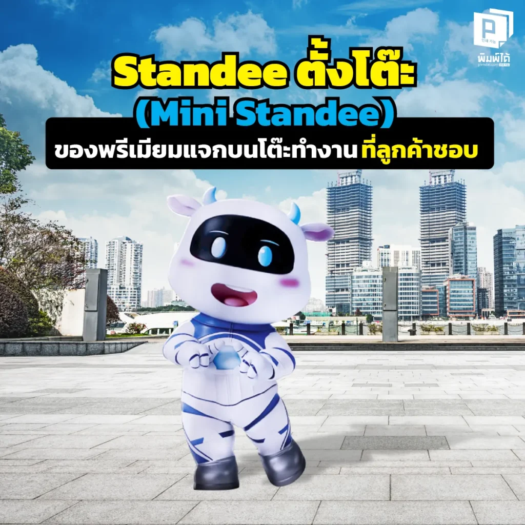 ของพรีเมียมแจกลูกค้า เลือก 'Standee ตั้งโต๊ะ' สแตนดี้จิ๋วสุดคิ้วท์จาก Pimdai.com ยึดพื้นที่บนโต๊ะทำงาน สร้างแบรนด์ให้จดจำ ราคาหลักสิบแต่ความประทับใจหลักล้าน
