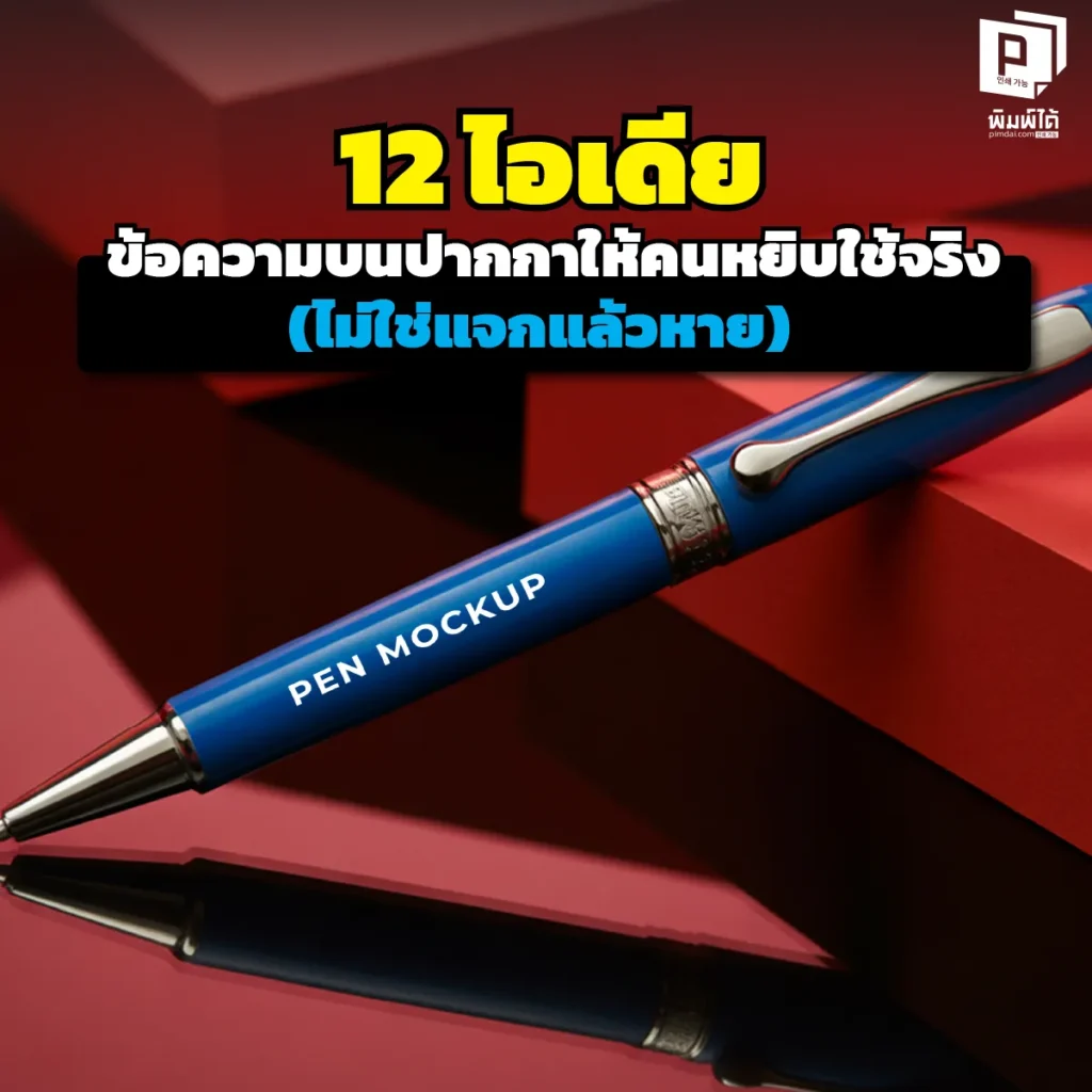 แจกปากกาไป ลูกค้าทำหายตลอด? ลองเปลี่ยน "โลโก้เดิมๆ" เป็น "12 ไอเดียข้อความสุดครีเอทีฟ" ที่คนอ่านแล้วต้องเก็บ! ตลก ซึ้ง ขายของเนียนๆ สกรีนคมชัดที่ Pimdai.com