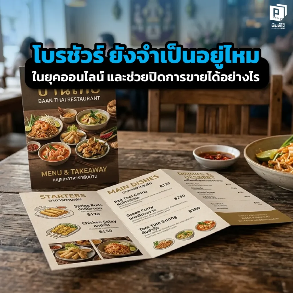 โบรชัวร์ยัง จำเป็นไหมในยุคดิจิทัล? เจาะลึกเหตุผลที่สื่อสิ่งพิมพ์ยังทรงพลัง เทคนิคออกแบบโบรชัวร์ให้ปิดการขายได้จริง และการเชื่อมต่อโลกออนไลน์ที่ Pimdai.com