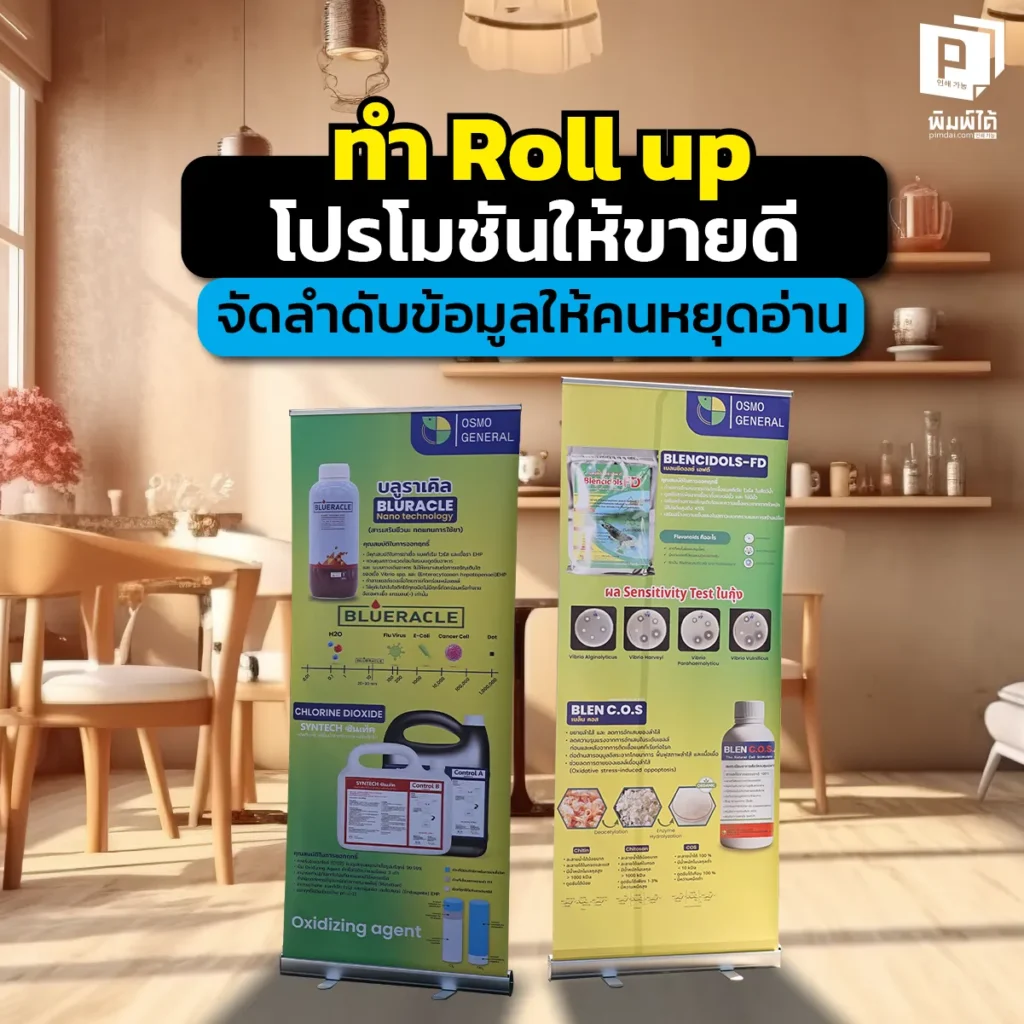 ทำป้าย Roll up โปรโมชันยังไงให้ขายดี? เจาะลึกเทคนิคจัดลำดับข้อมูล (Visual Hierarchy) ดึงดูดสายตาใน 3 วินาที ปิดการขายหน้าบูธชัวร์ สั่งทำโรลอัปที่ Pimdai.com