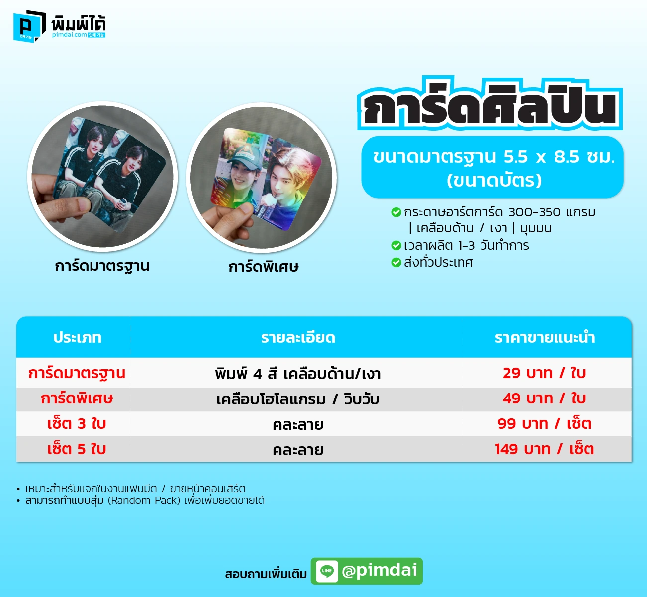 ตารางราคาชุดของขวัญสำหรับแฟนคลับ Fandom giftset ​