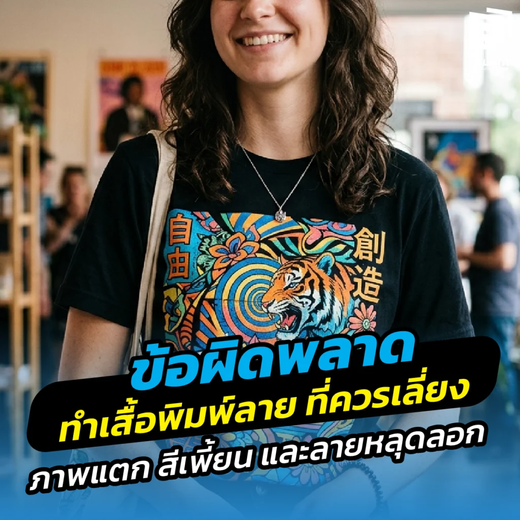 สั่งทำ เสื้อพิมพ์ลาย แล้วพัง? เจาะลึกข้อผิดพลาดที่ต้องเลี่ยง ทั้งปัญหาภาพแตก สีเพี้ยนไม่ตรงปก และลายหลุดลอก พร้อมเทคนิคสั่งผลิตเสื้อให้คุ้มค่าที่ Pimdai.com