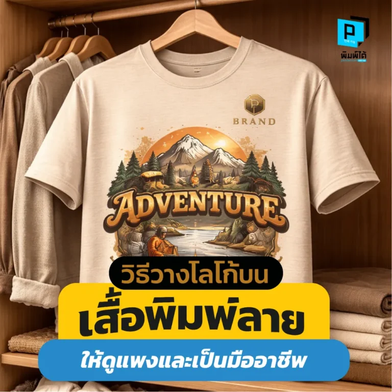 เจาะลึกเทคนิควางโลโก้บน เสื้อพิมพ์ลาย ให้ดูแพง! สอนวิธีเลือกตำแหน่ง ขนาด และสัดส่วนที่พอดี เพื่อสร้างภาพลักษณ์แบรนด์ที่เป็นมืออาชีพและน่าเชื่อถือที่ Pimdai.com