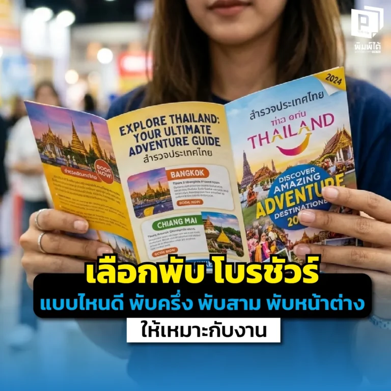 โบรชัวร์ ( Brochure ) เลือกวิธีพับให้ปังเจาะลึกเทคนิคเลือกพับโบรชัวร์ พับครึ่ง พับสาม หรือพับหน้าต่าง แบบไหนเหมาะกับธุรกิจคุณที่สุด สั่งพิมพ์เนี้ยบที่Pimdai.com