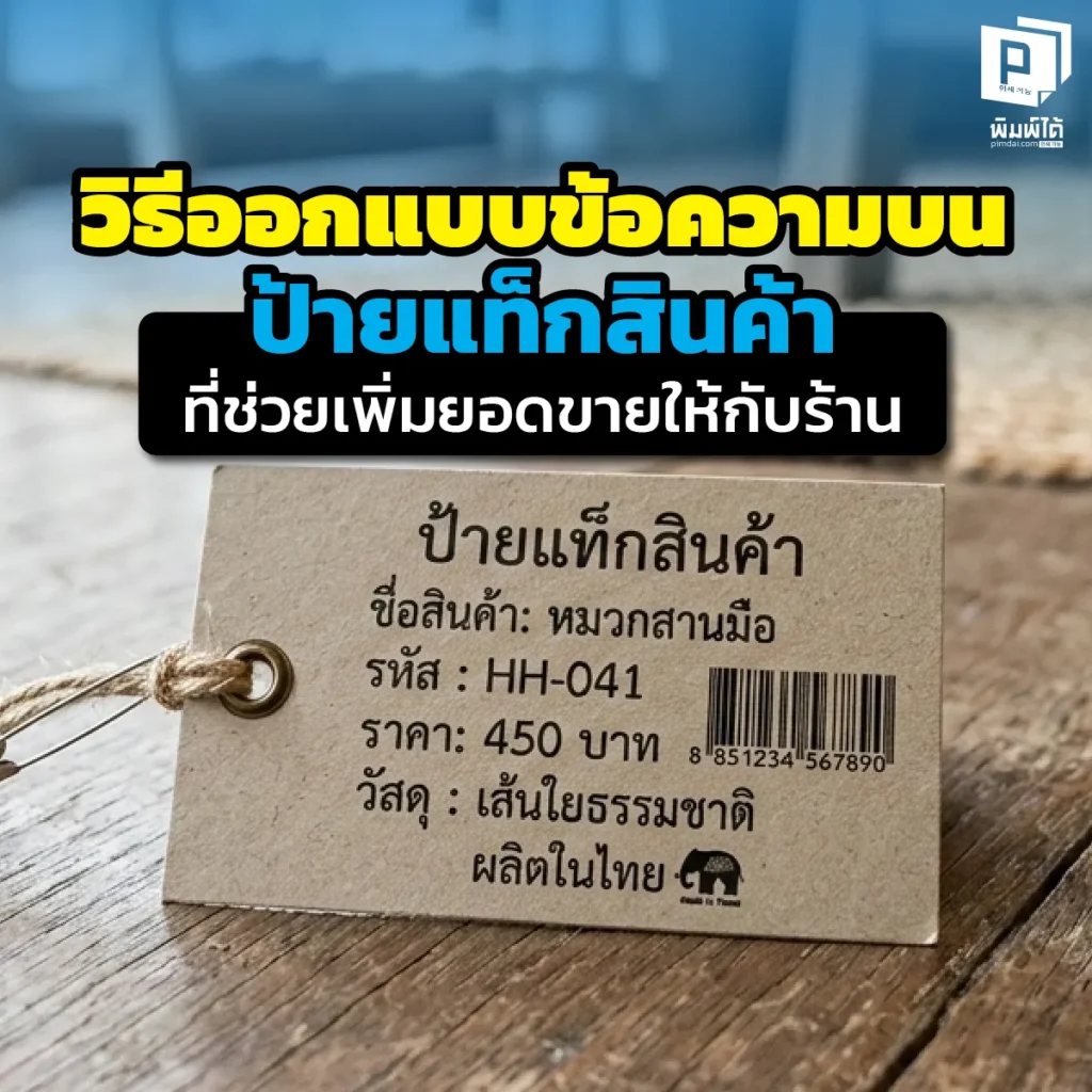 ป้ายแท็กสินค้าไม่ใช่แค่ที่แปะราคา! เจาะลึกวิธีออกแบบข้อความ (Copywriting) บน Hang Tag ให้สะกดใจลูกค้า กระตุ้นความอยากได้ และเพิ่มยอดขาย สั่งทำที่ Pimdai.com
