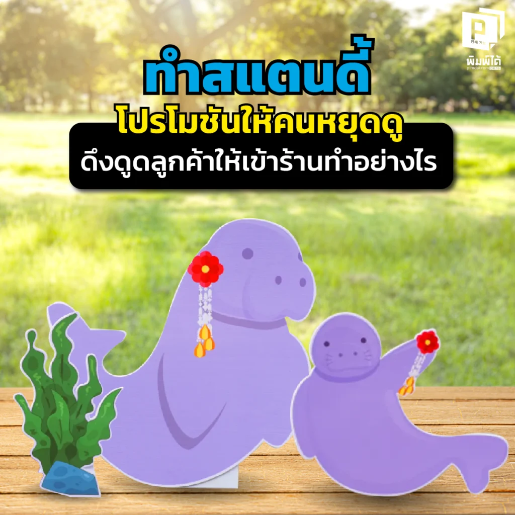 ตั้งสแตนดี้โปรโมชันแต่ไม่มีคนมอง? เผยเทคนิคออกแบบป้าย Standee ให้ดึงดูดลูกค้าเบรกหัวทิ่มแล้วเดินเข้าร้านทันที ด้วยรูปทรงและข้อความปิดการขาย สั่งทำที่ Pimdai.com