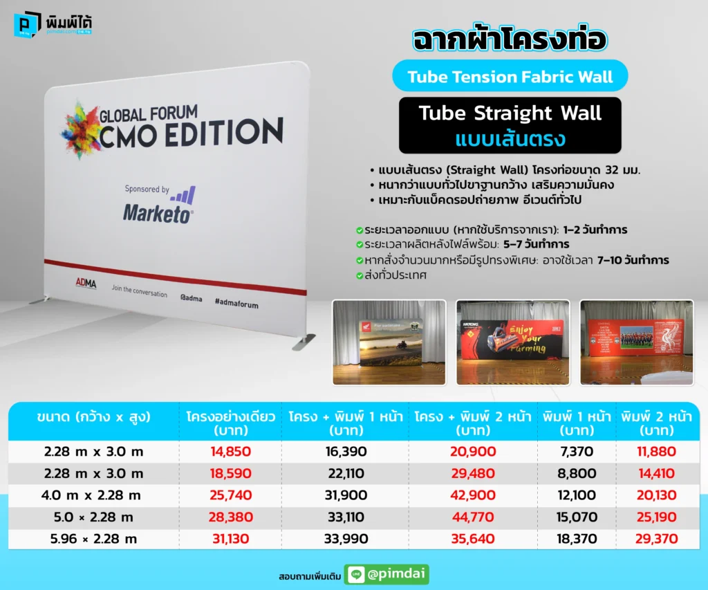 ราคาฉากผ้าโครงท่อ