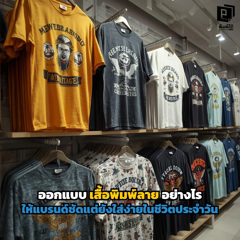 How to design printed t-shirts that clearly define เทคนิคออกแบบเสื้อพิมพ์ลายให้แบรนด์ชัดแต่ใส่ง่าย! เจาะลึกการวางโลโก้ การเลือกโทนสีแฟชั่น และการใช้กราฟิกแบบมินิมอลที่ช่วยเพิ่มมูลค่าแบรนด์ได้จริงที่ Pimdai.com