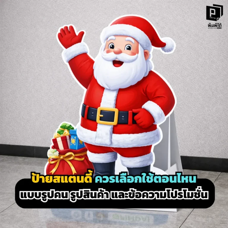 เลือกใช้ป้ายสแตนดี้ตอนไหนดี? เจาะลึกความต่างระหว่างสแตนดี้รูปคน รูปสินค้า และข้อความโปรโมชั่น พร้อมเทคนิคกระตุ้นยอดขายหน้าร้านและอีเวนต์ที่ Pimdai.com