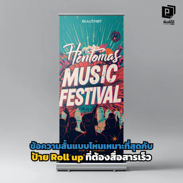 ข้อความสั้นแบบไหนเหมาะกับป้าย Roll up? เจาะลึกเทคนิคเขียนพาดหัวให้หยุดสายตาใน 3 วินาที การใช้คำทรงพลัง และวิธีจัดลำดับข้อมูลให้สื่อสารเร็วที่ Pimdai.com