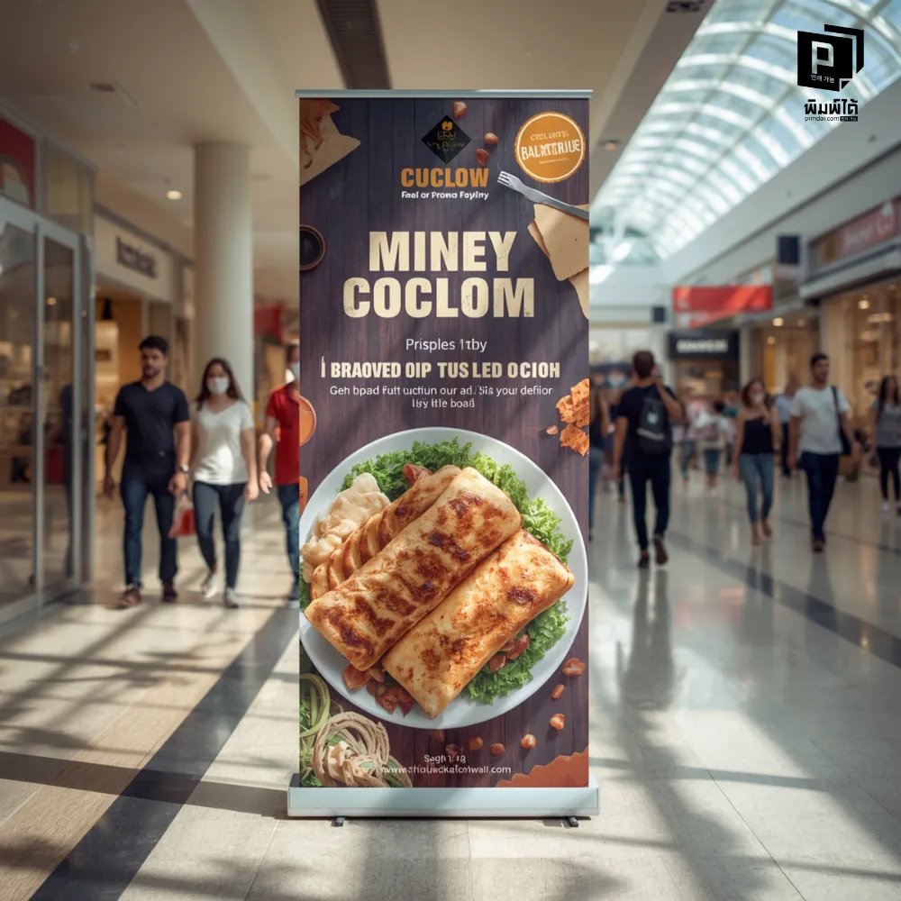 ป้าย Roll up พาดหัวหลัก (Headline): ต้อง "แก้ปัญหา" หรือ "มอบประโยชน์" ทันที