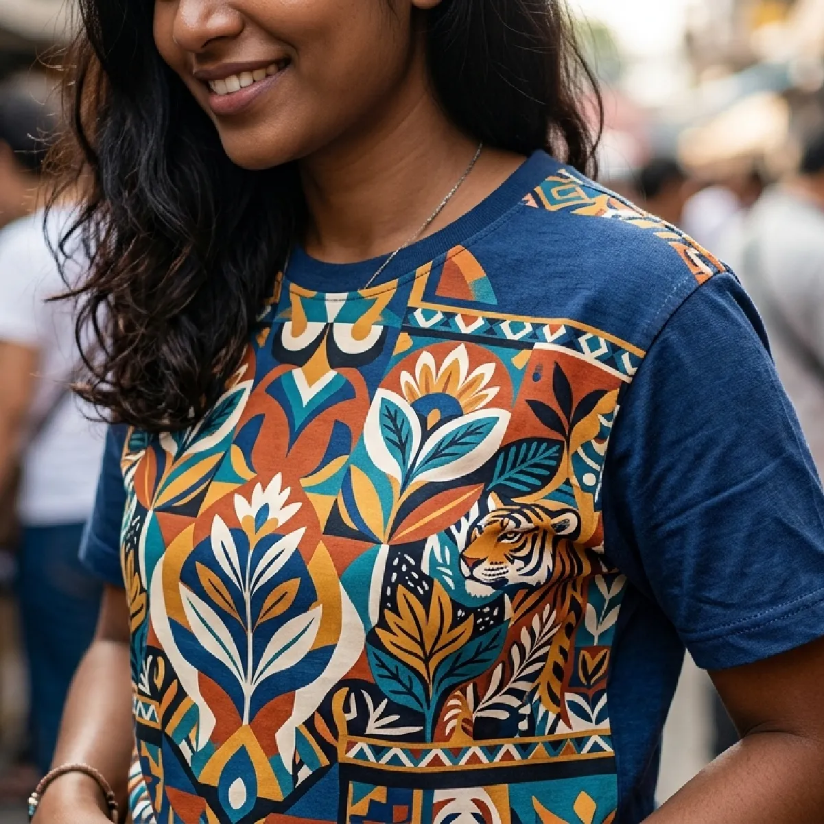 เสื้อพิมพ์ลาย การสาด "แม่สี" และ "สีสะท้อนแสง" มากเกินไป