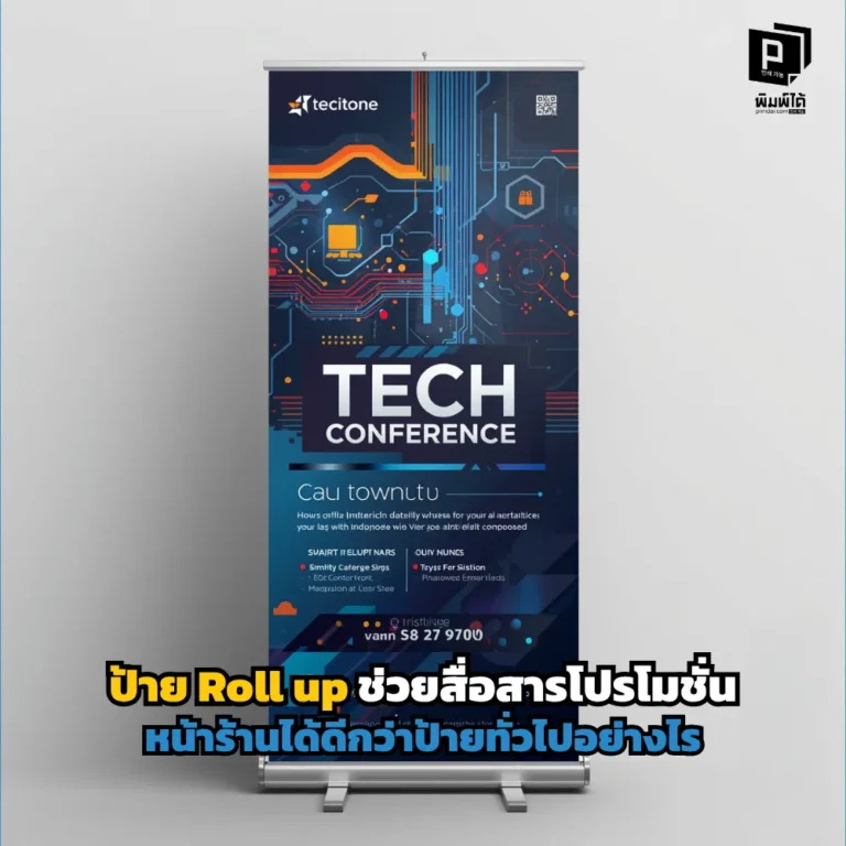 ป้าย Roll up งานเปิดตัวสินค้า vs งานสมัครสมาชิก ต่างกันอย่างไรเจาะลึกกลยุทธ์วางลำดับข้อมูล การใช้รูปภาพ และ Call to Action ที่ช่วยปิดการขายได้จริงที่ Pimdai.com