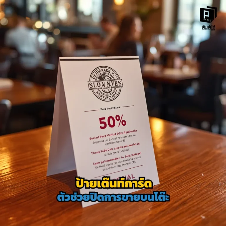 ป้ายเต๊นท์การ์ด ตัวช่วยปิดการขายบนโต๊ะ! เจาะลึกเทคนิคออกแบบ Tent Card ให้ดึงดูดสายตา กระตุ้นยอดขาย และสร้างประสบการณ์ที่ดีให้กับลูกค้าที่ Pimdai.com