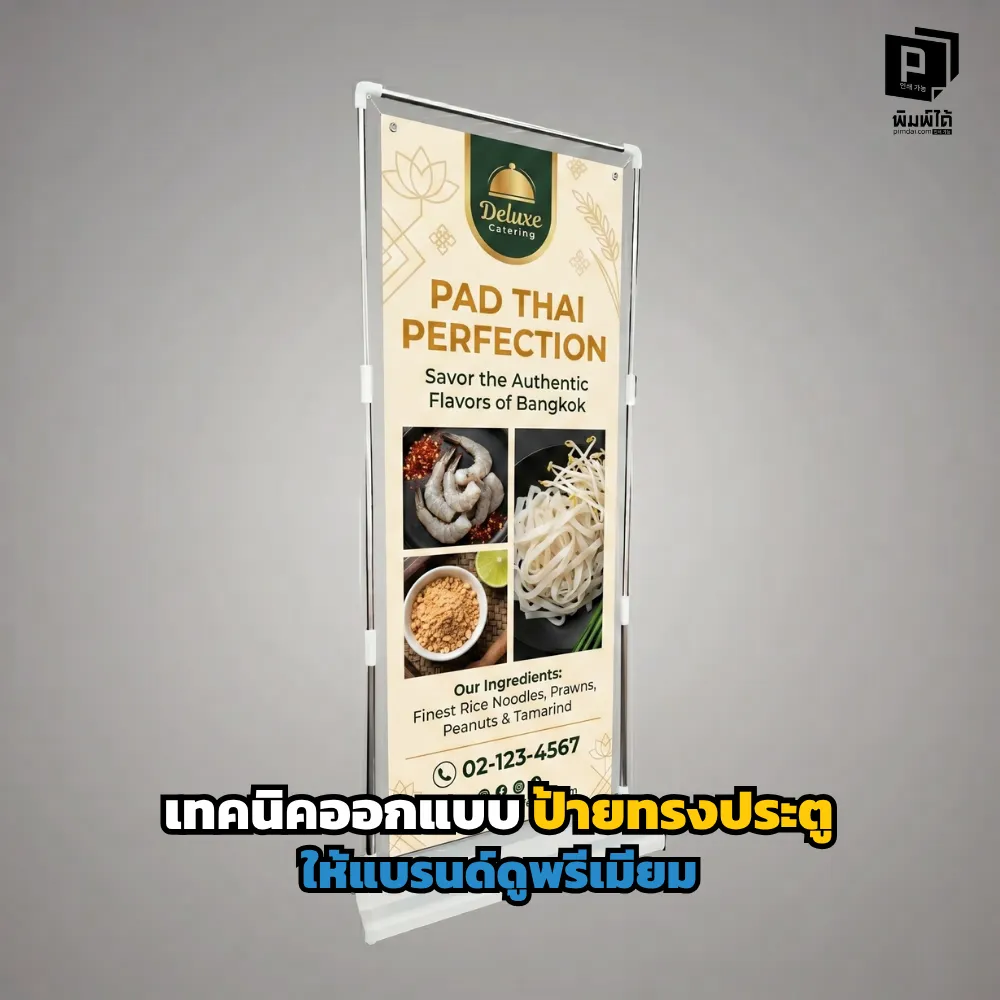 เทคนิคออกแบบป้ายทรงประตู (Arch Standee) ให้แบรนด์ดูพรีเมียมหรูหรา! เจาะลึกการใช้สี ฟอนต์ การซ้อนเลเยอร์ และเลือกวัสดุเกรดพรีเมียม สั่งทำได้ที่ Pimdai.com