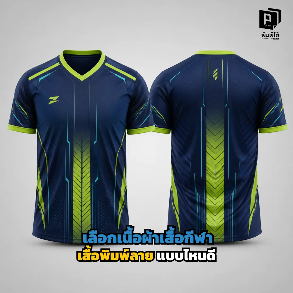เลือกเนื้อผ้าเสื้อกีฬา เสื้อพิมพ์ลายแบบไหนดี? เจาะลึกคุณสมบัติผ้าไมโครพรีเมียม ใส่สบาย ระบายเหงื่อ แห้งไว พิมพ์สีสดคมชัด ไม่ย้วย สั่งทำเสื้อทีมที่ Pimdai.com