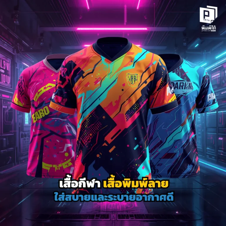 ค้นพบความลับของเสื้อกีฬาพิมพ์ลาย (Sublimation) จาก Pimdai.com ที่ใส่สบาย ระบายอากาศเยี่ยม แห้งไว สีสดคมชัด ไม่ลอก ตอบโจทย์ทุกแมตช์กีฬาและการออกกำลังกายของคุณ!