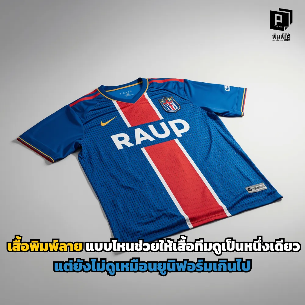 ออกแบบเสื้อพิมพ์ลายทีมอย่างไรให้ดูเป็นหนึ่งเดียวแต่ไม่เหมือนยูนิฟอร์ม? เจาะลึกเทคนิคคุมโทนสี การวางโลโก้แบบพรีเมียม และกราฟิกแนว Lifestyle ที่ Pimdai.com