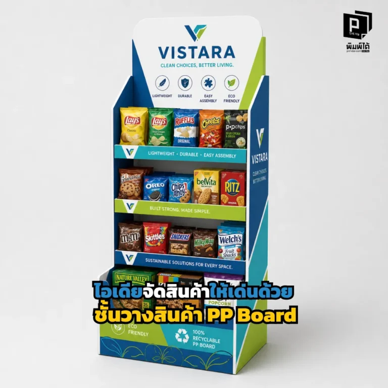 อยากให้สินค้าโดดเด่นสะดุดตากว่าคู่แข่ง? อัปเดตไอเดียจัดสินค้าบนชั้นวาง PP Board ให้ปัง! ดึงดูดลูกค้า เพิ่มยอดขาย สั่งทำ Display Stand พรีเมียมที่ Pimdai.com
