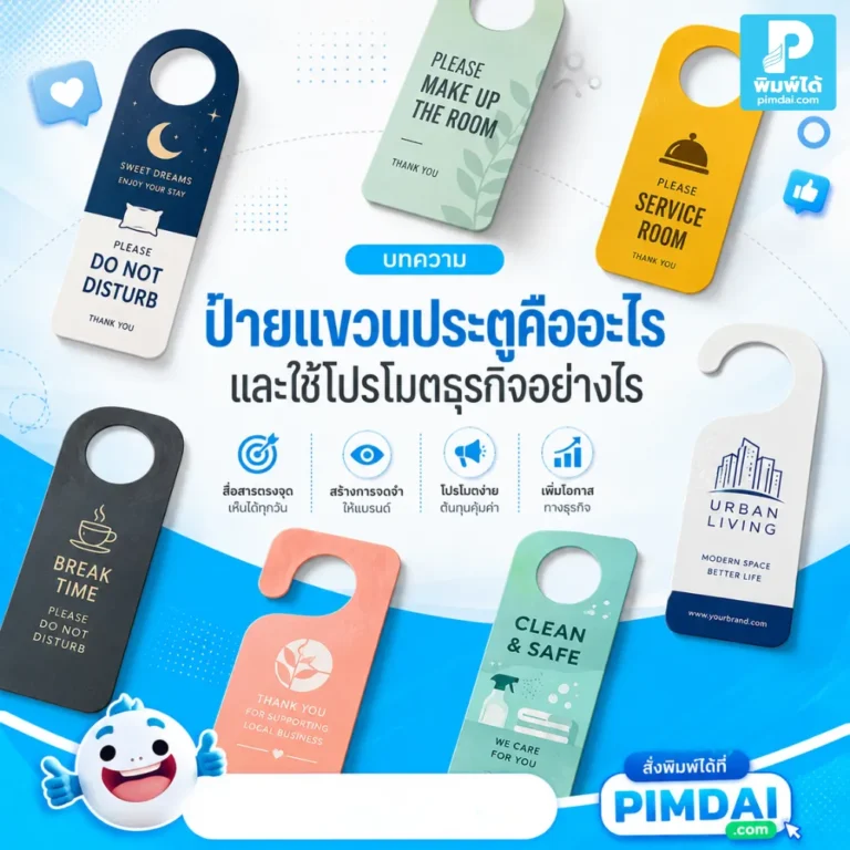 ป้ายแขวนประตู ช่วยสื่อสารข้อความหน้าห้อง โปรโมตแบรนด์ แจ้งบริการ และเพิ่มความเป็นมืออาชีพให้โรงแรม คลินิก ร้านค้า และออฟฟิศ