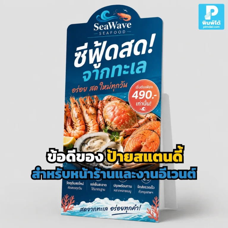 ป้ายสแตนดี้ ช่วยดึงดูดลูกค้าหน้าร้านและงานอีเวนต์ โปรโมตสินค้า บอกโปรโมชัน สร้างจุดสนใจ และเพิ่มการจดจำแบรนด์ได้ดี