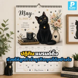 ปฏิทิน ช่วยทำแบรนด์ดิ้งให้ลูกค้าจำธุรกิจได้ทั้งปี เห็นโลโก้ สีแบรนด์ และข้อมูลติดต่อซ้ำ ๆ ใช้งานได้จริง คุ้มค่างาน Printing