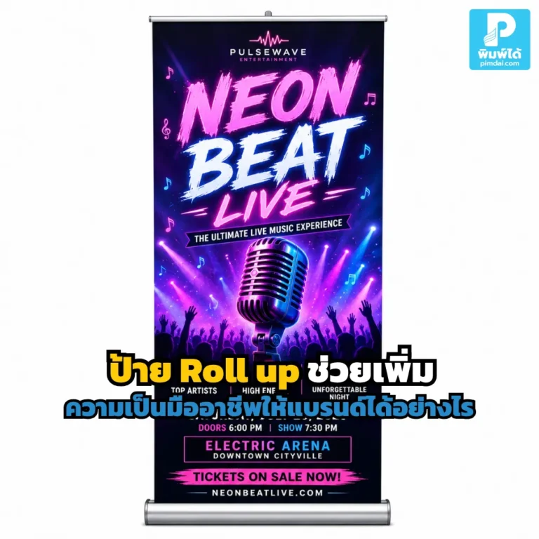 ป้าย Roll up ช่วยให้แบรนด์ดูมืออาชีพขึ้น สื่อสารชัด ดึงดูดลูกค้า ใช้งานง่าย เหมาะกับงานออกบูธ อีเวนต์ และโปรโมชัน