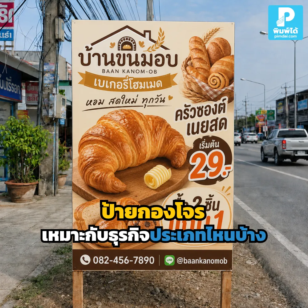 What types of businesses are suitable for guerrilla marketing signs? ป้ายกองโจร เหมาะกับธุรกิจที่ต้องการเพิ่มการมองเห็นหน้าร้าน ดึงลูกค้าในพื้นที่ และโปรโมตสินค้าแบบรวดเร็ว ใช้งบคุ้มค่า