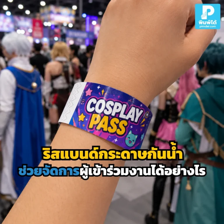 ริสแบนด์กระดาษกันน้ำ ช่วยคุมเข้างาน แยกประเภทผู้ร่วมงาน ลดปัญหาบัตรหายและส่งต่อ เหมาะกับอีเวนต์ คอนเสิร์ต งานวิ่ง