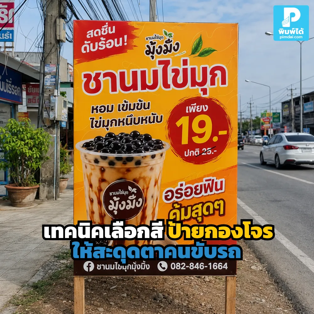 เลือกสี ป้ายกองโจร อย่างไรให้คนขับรถมองเห็นเร็ว อ่านง่าย และจำได้ทันที พร้อมเทคนิคทำป้ายริมทางให้เด่นกว่ารอบข้าง