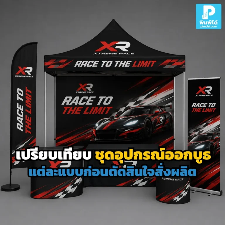 เปรียบเทียบ ชุดอุปกรณ์ออกบูธ แต่ละแบบ ทั้งแบ็คดรอป โรลอัพ เคาน์เตอร์ และชุดบูธครบเซ็ต เพื่อเลือกให้เหมาะกับงานและงบประมาณ