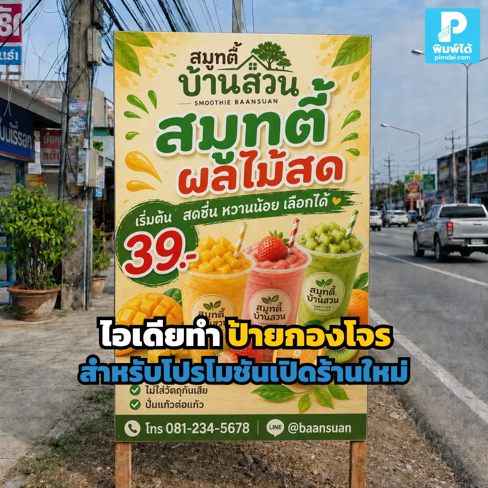 ป้ายกองโจร สำหรับโปรโมชันเปิดร้านใหม่ ช่วยดึงลูกค้าเข้าร้าน บอกทาง โปรโมตส่วนลด และทำให้คนจำร้านได้เร็วขึ้น