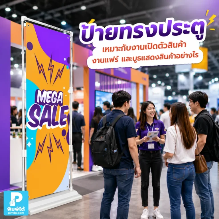 ป้ายทรงประตู ช่วยให้งานเปิดตัวสินค้า งานแฟร์ และบูธแสดงสินค้าโดดเด่น มองเห็นง่าย สร้างจุดต้อนรับ และโปรโมตแบรนด์ได้ดี